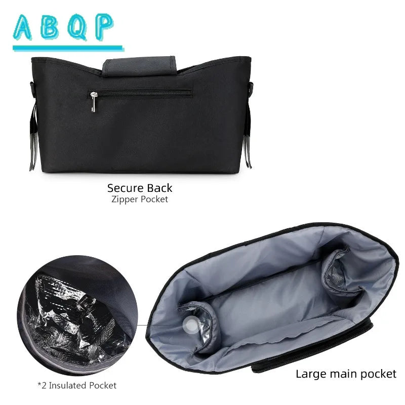 Baby Stroller Hanging Bag Large Capacity Portable Baby Travel Supplies Storage Bag Multifunctional Fashionable Baby Stroller Bag