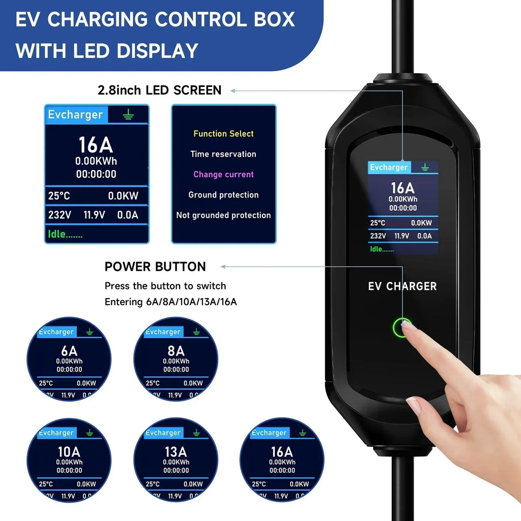 AFEEV 3.6KW Portable EV Charger 16A IEC62196-2 Type 2 Charger Fast Charge Charger Type1 Electric Car Charger GB/T Wallbox