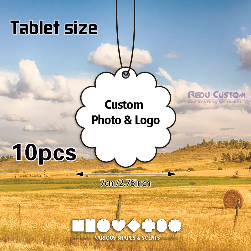 10 Customizable Photo Car Air Fresheners, Personalized Creative Decorative Fragrance Sheets, Support Customization of Company Logos, Photos of Family, Friends, and Pets