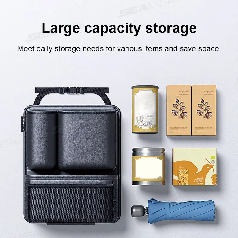 SEAMETAL High-Capacity Car Trunk Storage Bag Leatherette Seat Back Organizer Bag Detachable Hanging Universal Car Storage Pocket