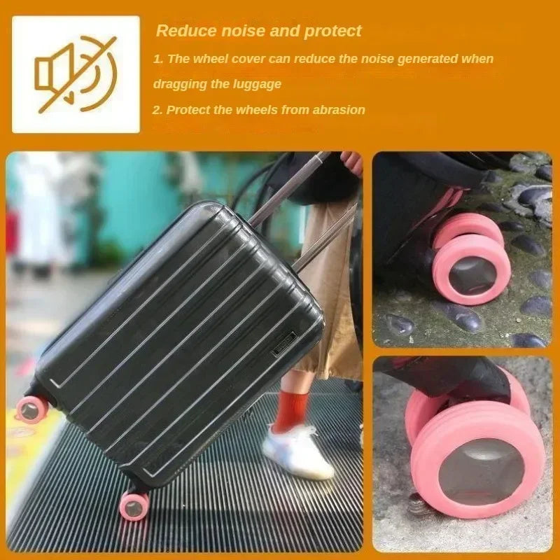 8 Pcs Silicone Wheels Protector Suitable for Two-wheeled Luggage Reduce Noise Silent Caster Sleeve Suitcase Accessories
