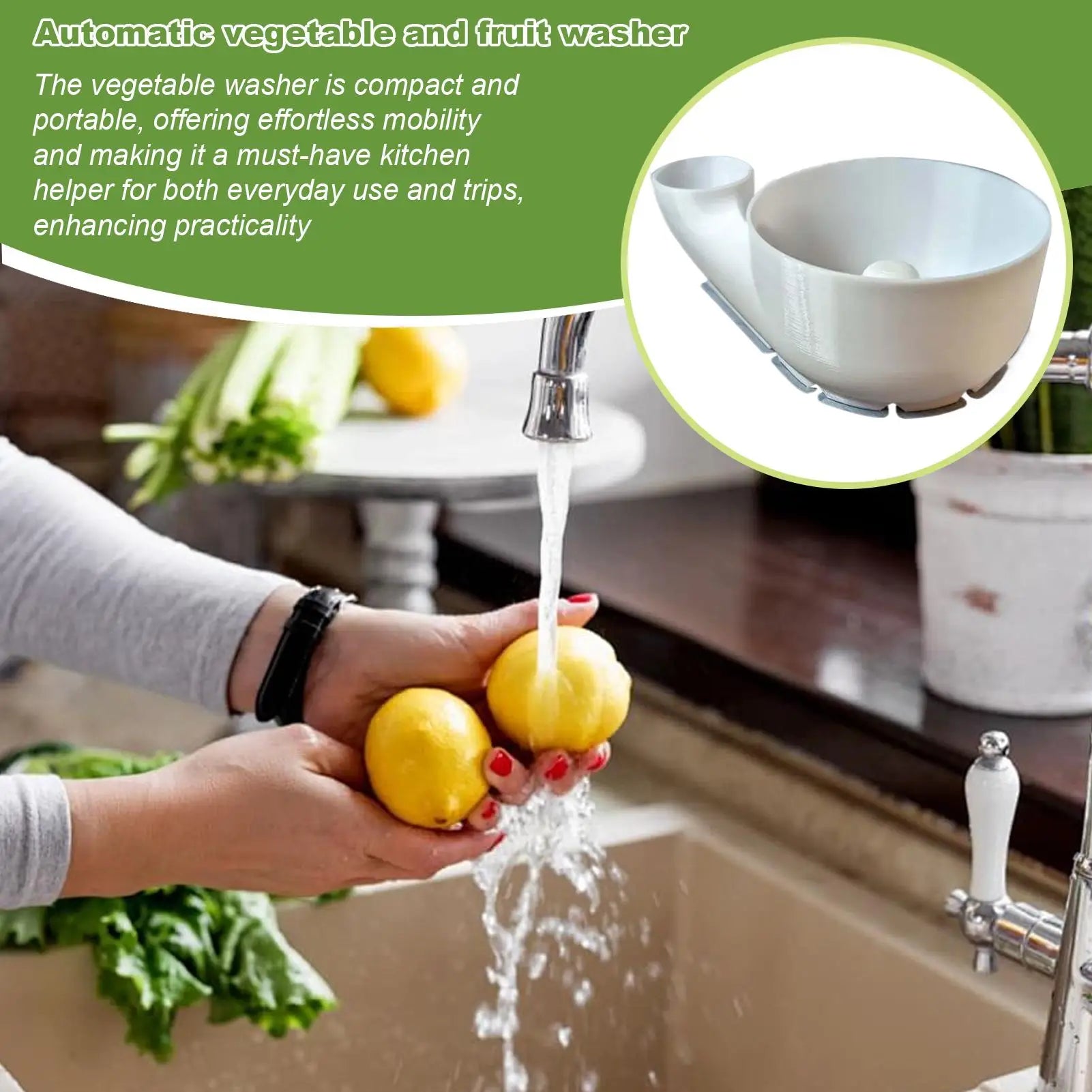 Portable Fruit Wash Bowl Multipurpose Food Washing Spinner Fruit and Vegetable Washing Basket for Home Kitchen Outdoor Picnics