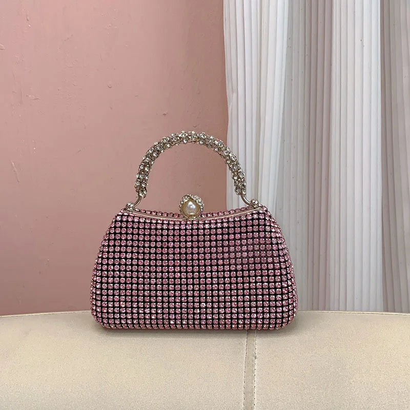 Yuan dinner bag, fashionable and high-end sense, shiny and ineffective, diamond-encrusted, diamond-filled portable messenger bag