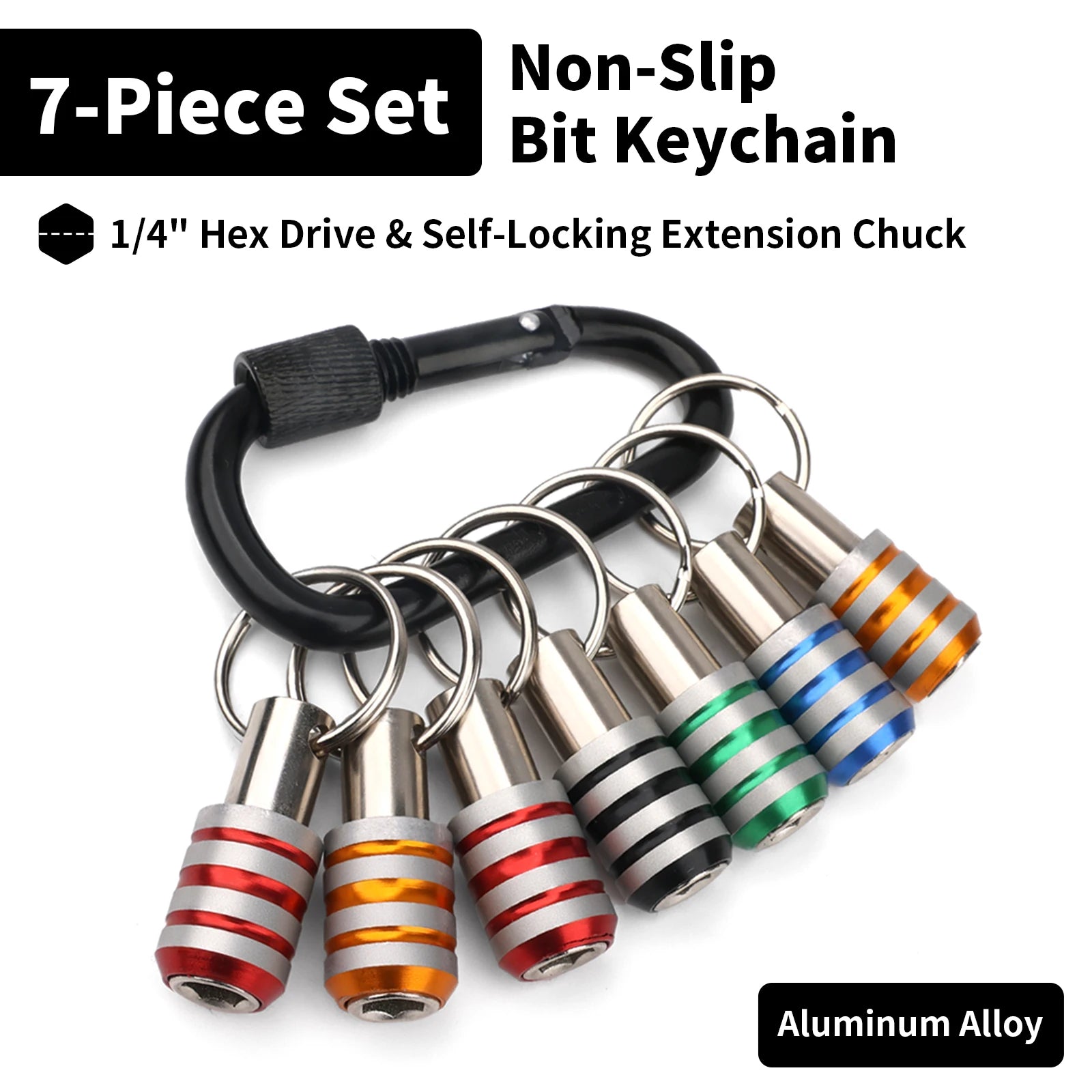 3/7/12Pcs Hex Shank Screwdriver Bit Holder 1/4 Inch With Carabiner Portable Quick-change Extension Bar Keychain Screw Adapter