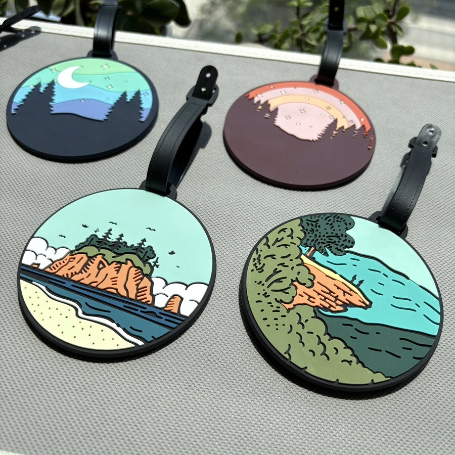 1/2/3/6cs Starry Sky Landscape Luggage Tag Pendant Work Name Tag Business Travel Airport Luggage Anti Loss ID Tag