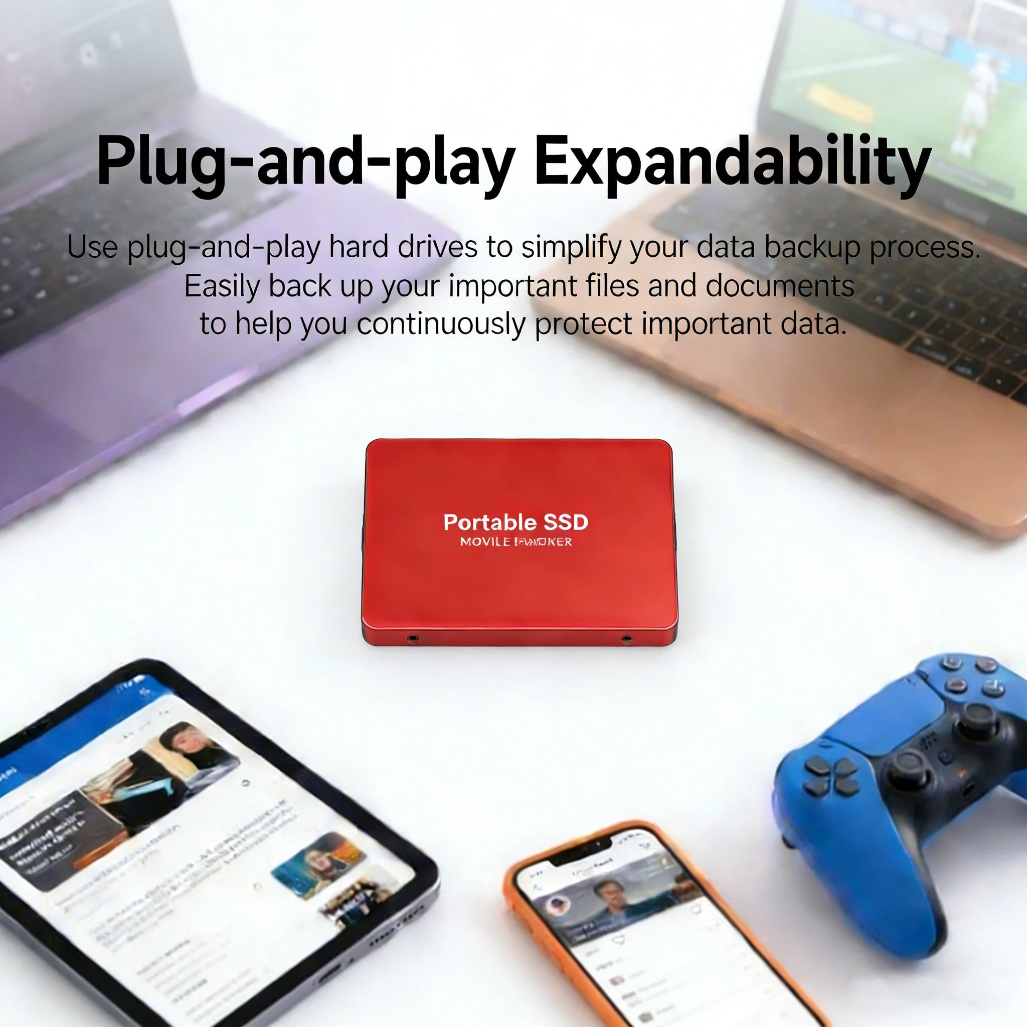 High-speed SSD 2TB Portable External Hard Drive Suitable for daily storage and backup