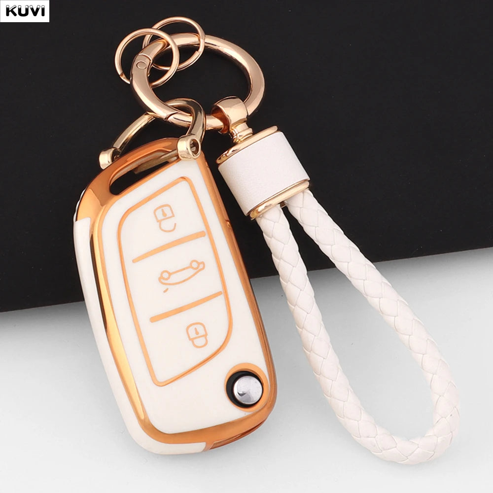 Fashion TPU Car Flip Key Case Cover Shell For Citroen C1 C2 C3 C4 C5 XSARA PICA For Peugeot 306 407 807 For DS DS3 DS4 DS5 DS6