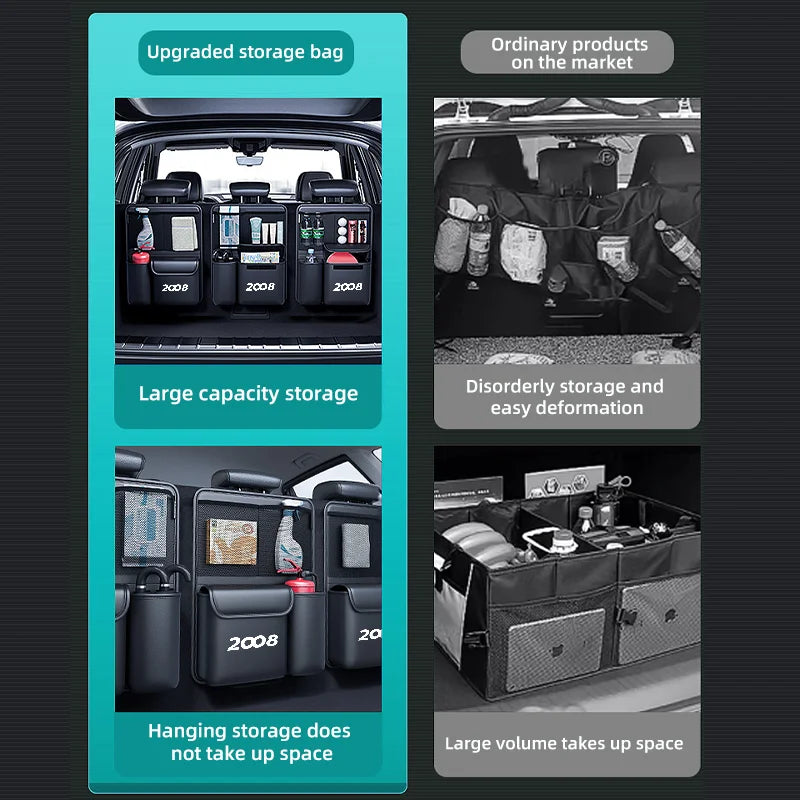 1pcs Car Trunk Storage Bag SUV Seat Back Hanging Tools Organizer Multifunctional Storage Pocket for Peugeot 2008 3008 5008 Truck