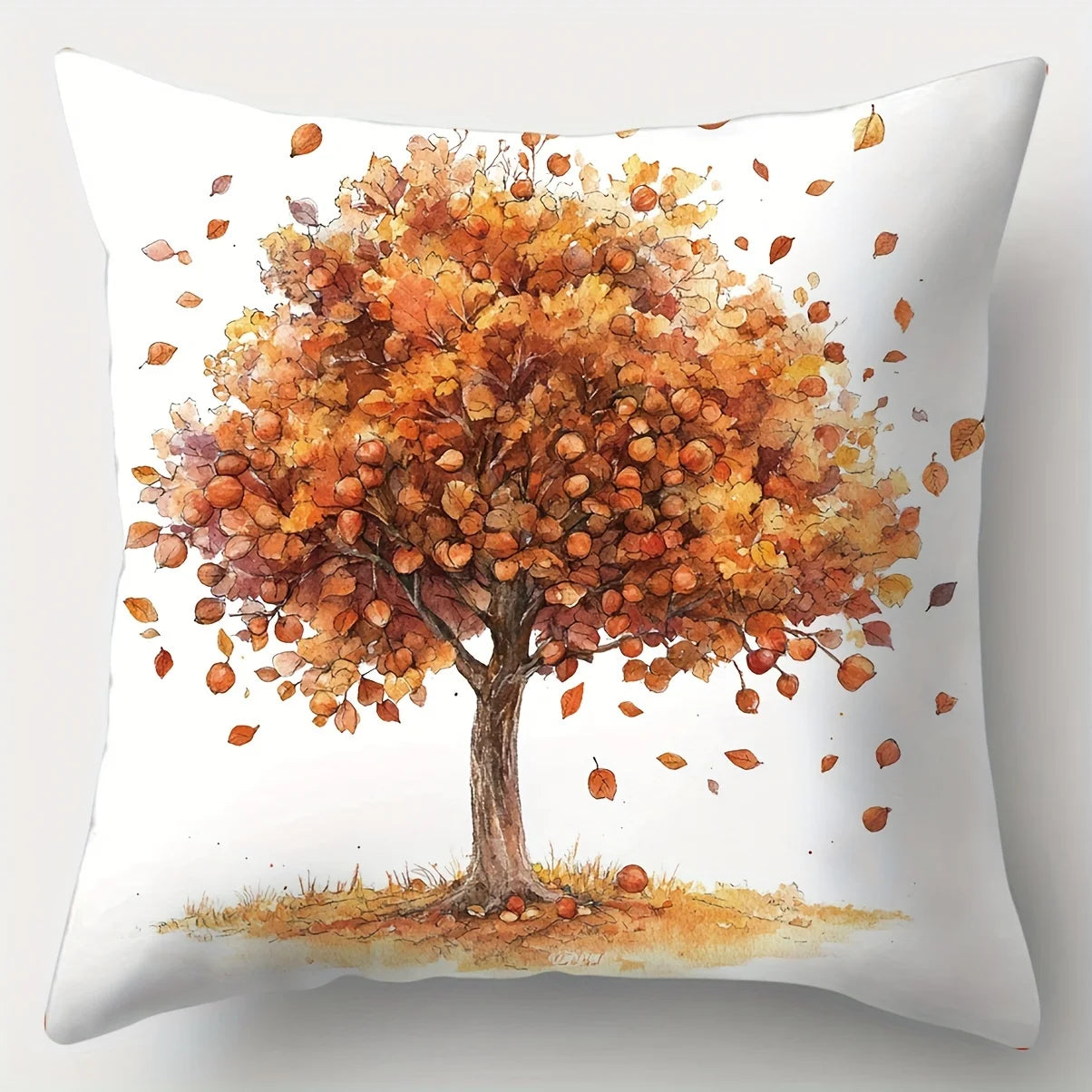 4-piece autumn style squirrel and tree print throw pillow covers, cushion cases, decorative pillowcases for living room decor