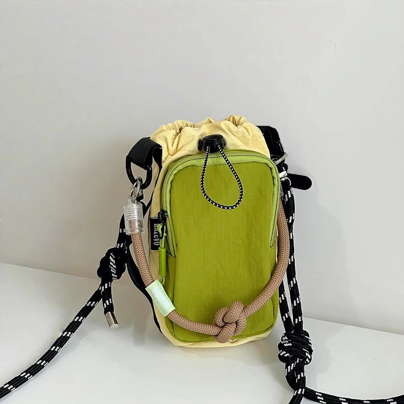 Nylon Drawstring Sport Outdoor Lightweight Crossbody Bag Mobile Phone Bag Water Bottle Bag Shoulder Bags Travel Accessories