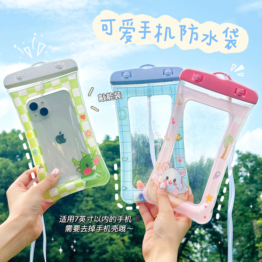 Animal phone waterproof bag cartoon style airbag floating touch screen protective cover swimming phone waterproof bag