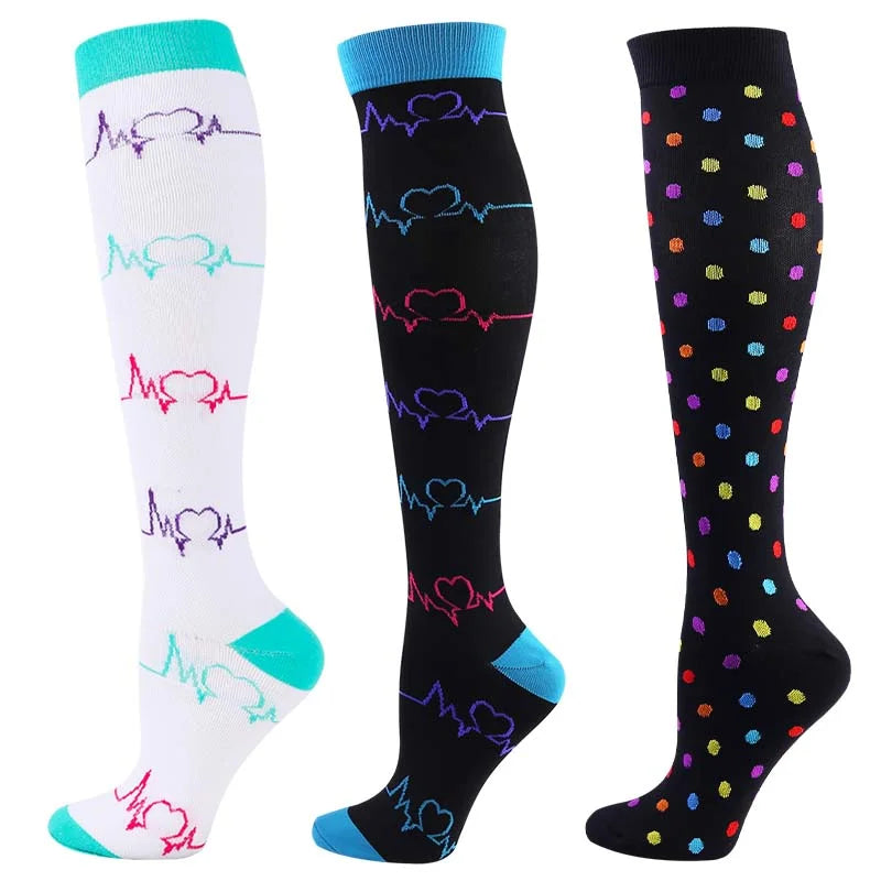 Unisex Compression Socks for Men and Women Medical Diabetes Varicose Veins Sports Socks for Running Cycling Travel Flight Yoga
