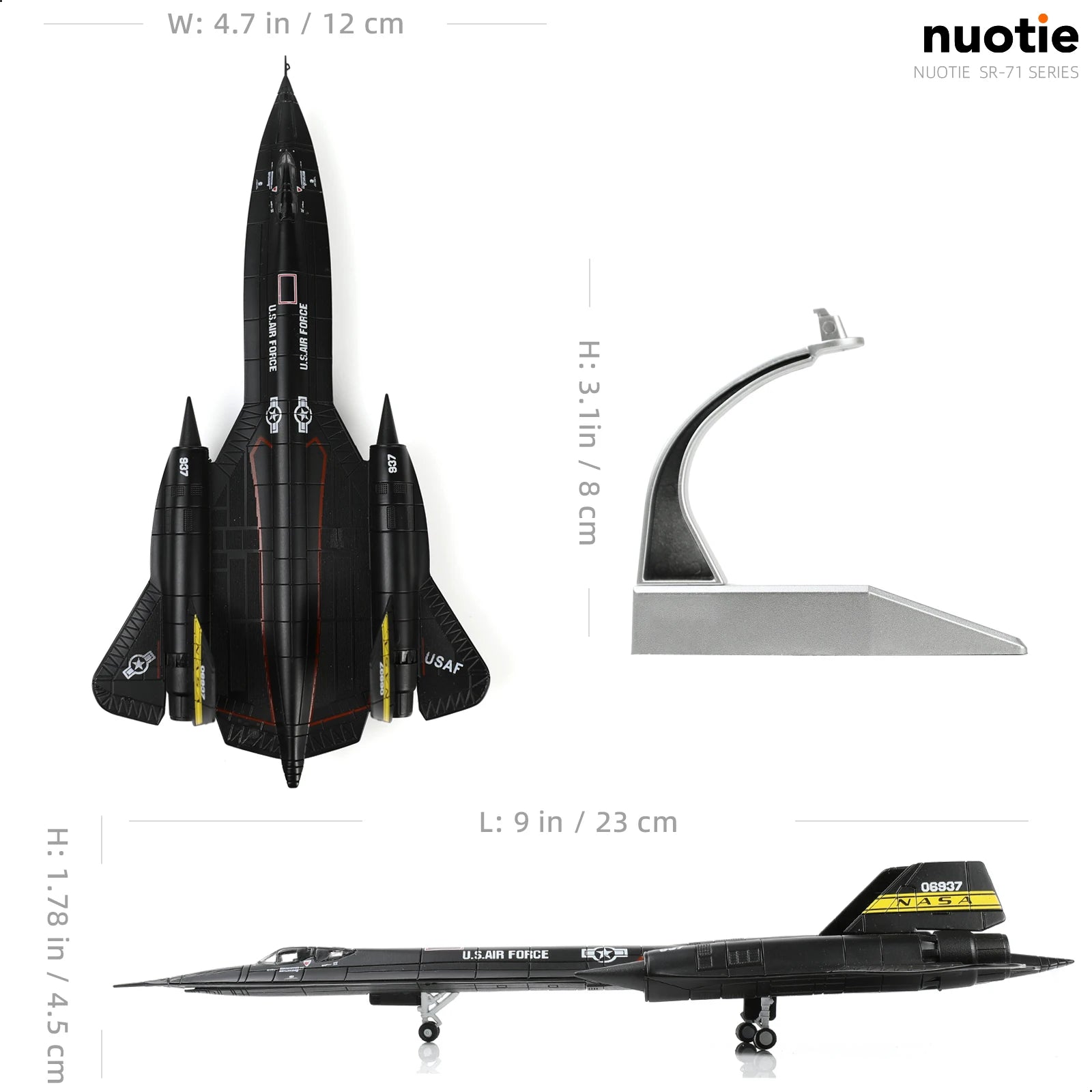 NUOTIE 1/144 SR-71 Blackbird Diecast Metal Pre-Build Military Aircraft Model Display Collection Gift