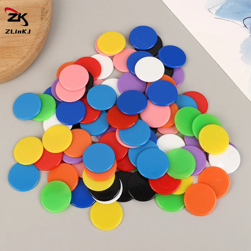 100Pcs 25mm Montessori Learning Education Math Toy Plastic Poker Chips Bingo Chip Markers Token Family Club Party Counting Toy