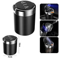 Car Ashtray Cup with Lid Anti-Odor Stainless Steel LED Light One-Click Open Car Ashtray Portable Removable Fireproof
