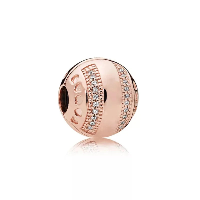 New Fashion 925 Sterling Silver Flower Cherry Round Beads Charms Pendant Fit Original Bracelet DIY Jewelry For Woman Gift