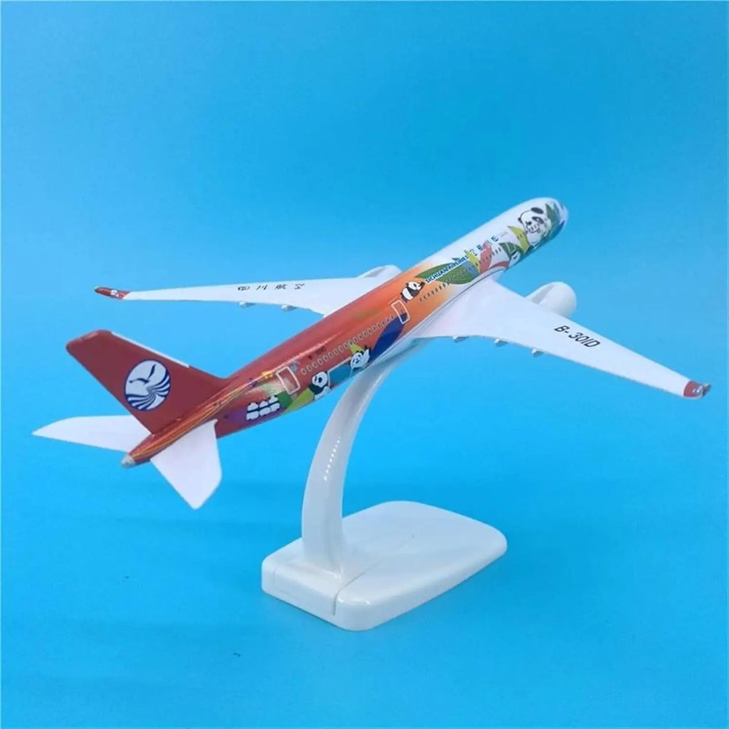 Aircraft Model Alloy Simulation 20CM for Sichuan Airlines for Airbus A350 Simulation Panda Painting Miniature Desk Decoration