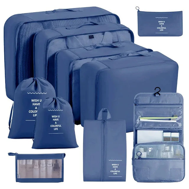 11Pcs Travel Packing Cubes Set Waterproof Luggage Organizer Drawstring Storage Bags for Clothes Shoes Underwear Cosmetic