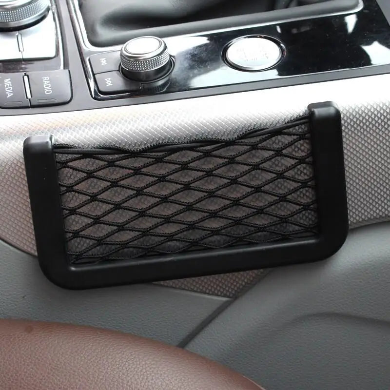 1PCS Universal Car Organizer Storage Bag Auto Paste Net Pocket Phone Holder Car Accessories Interior Storage Accessories