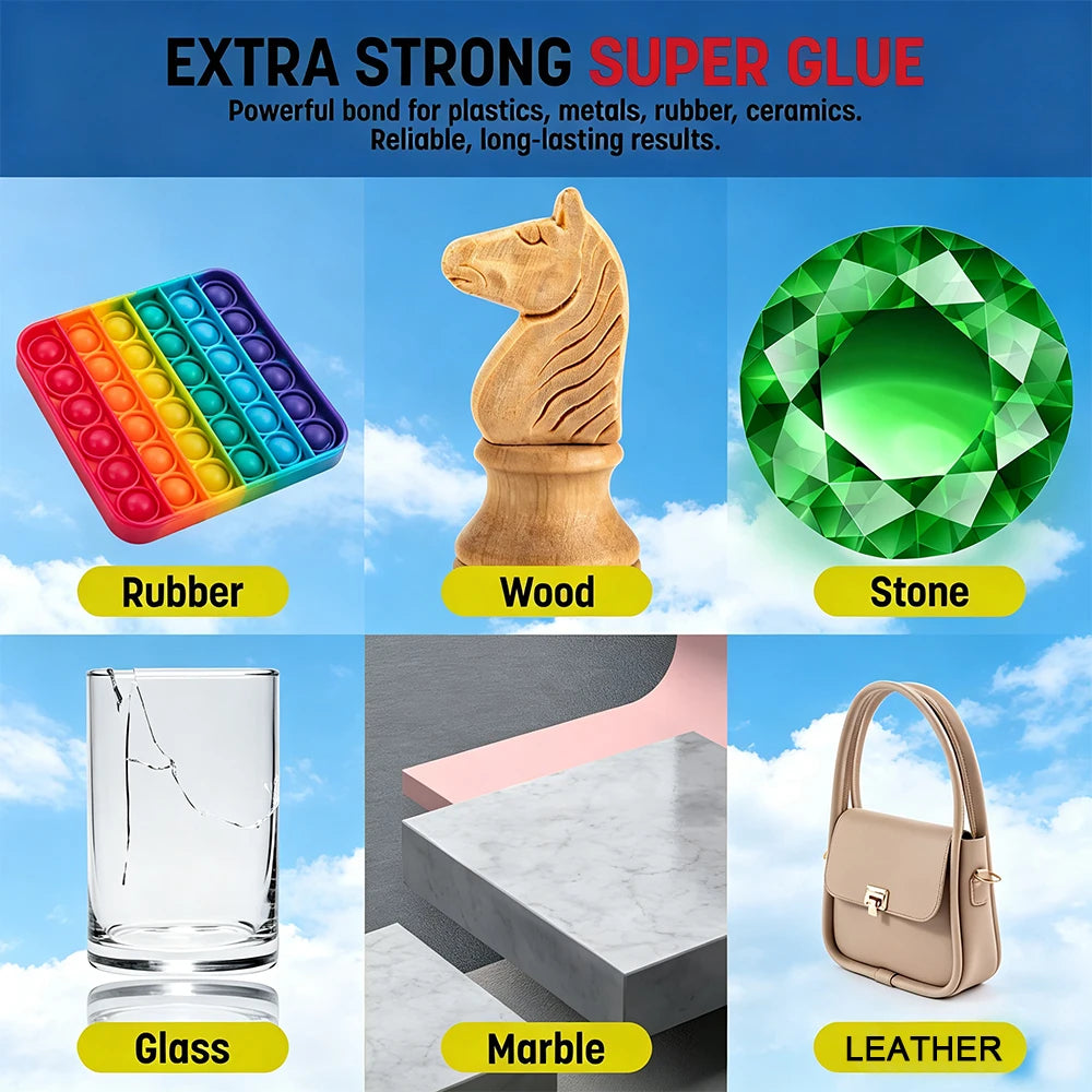 Super Instant Glue Clear Strong Adhesive Universal Repair Glue for Crafts Toy Metal Rubber Glass Wood Ceramic Leather Daily Fix