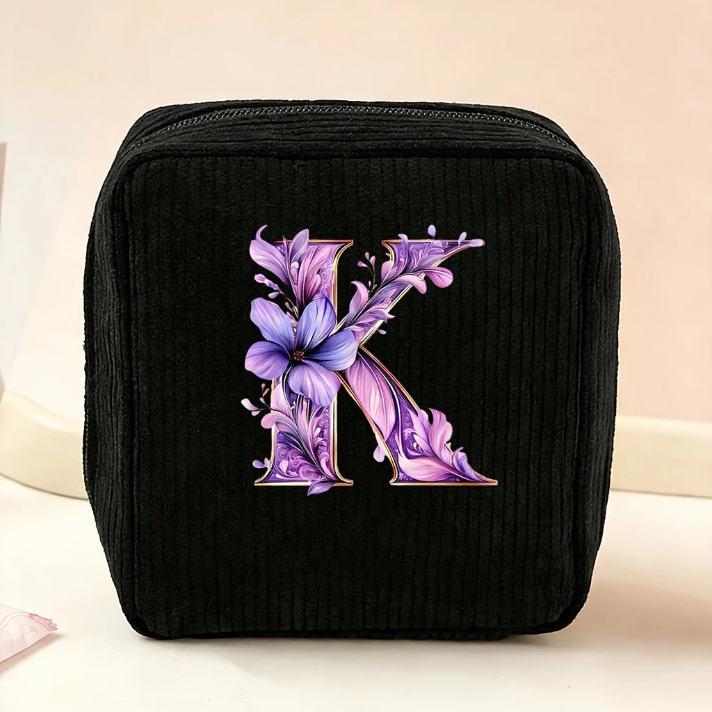 New Fashionable Purple Letter-Patterned Sanitary Napkin Storage Bag, Multifunctional Portable Travel and Daily Storage Bag, Ideal Gift Choice for Girls