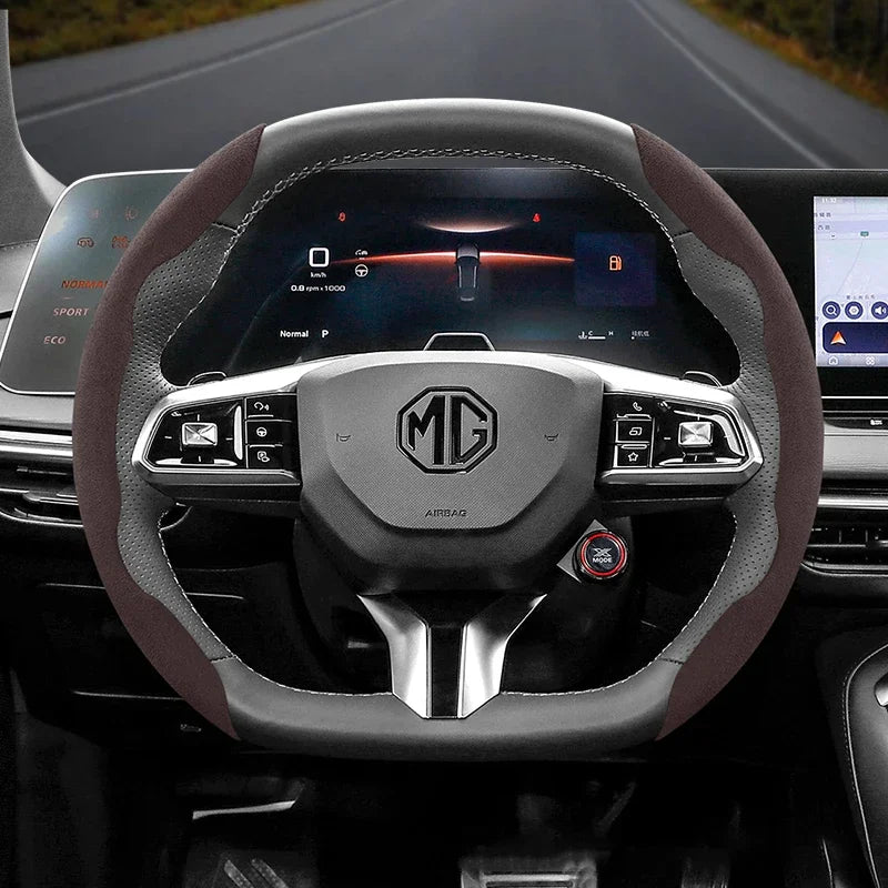 Suitable for Mg Non-Slip Buckle Segmented Suede Steering Wheel Cover Suitable for Zs Mg3 Hybrid Luxury 2025 One Mg4 Mulan Hs 5 6