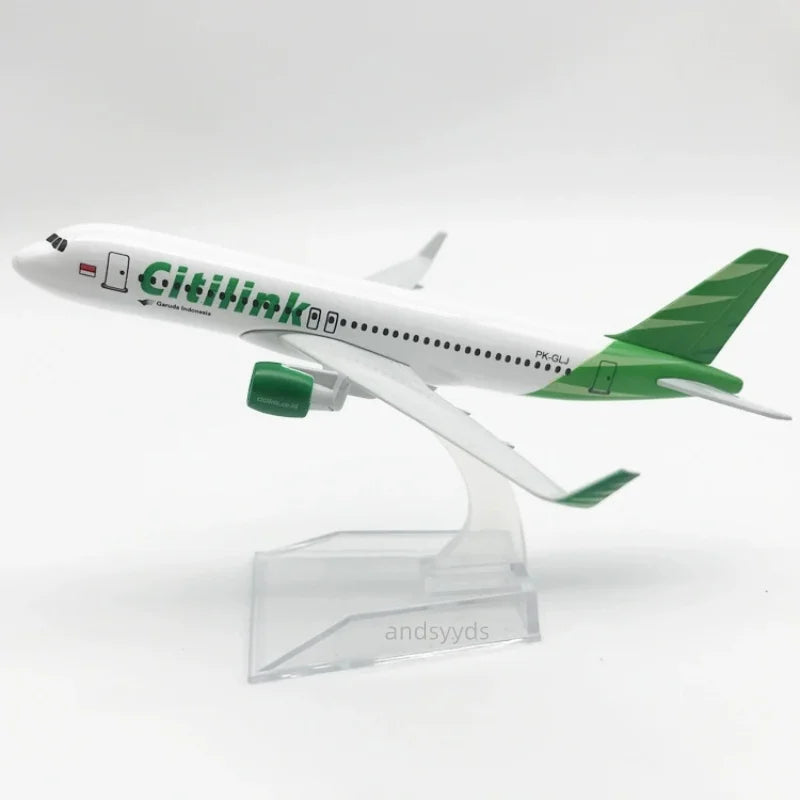 16CM Airplane Model A320 Indonesia Citilink Airways Alloy Metal Model Planes Toy Airplane For Children Collectible Desk
