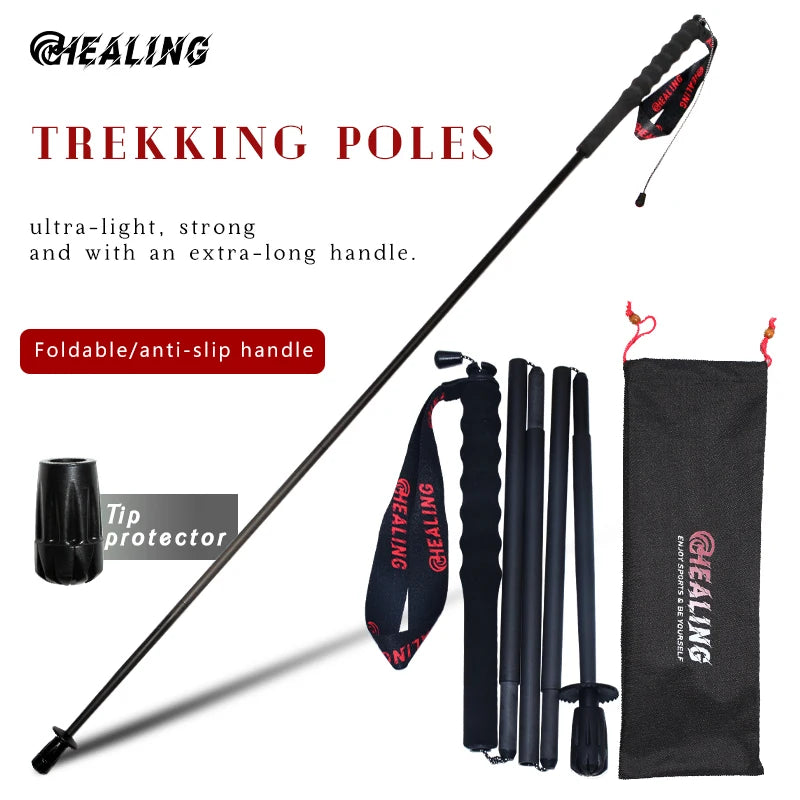 110g Ultra Light Weight Trekking Poles Foldable Hiking Sticks Carbon Fiber Hiking Poles Walking Sticks Trekking Walking Poles