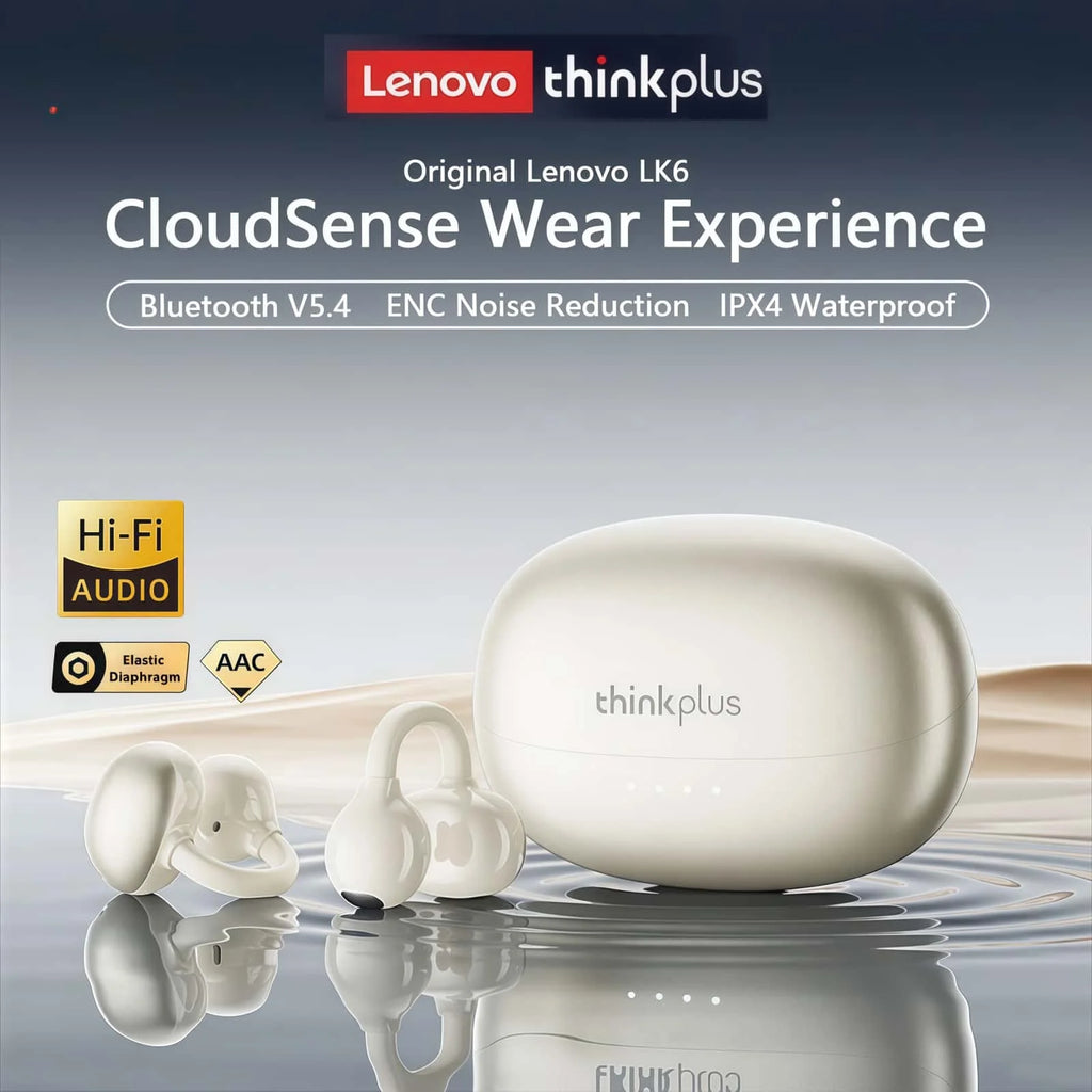 Original Lenovo LK6 Wireless Bluetooth Sports Earphones Ear Clip HD Stereo Headsets HIFI Music Noise Reduction Gaming Earbuds