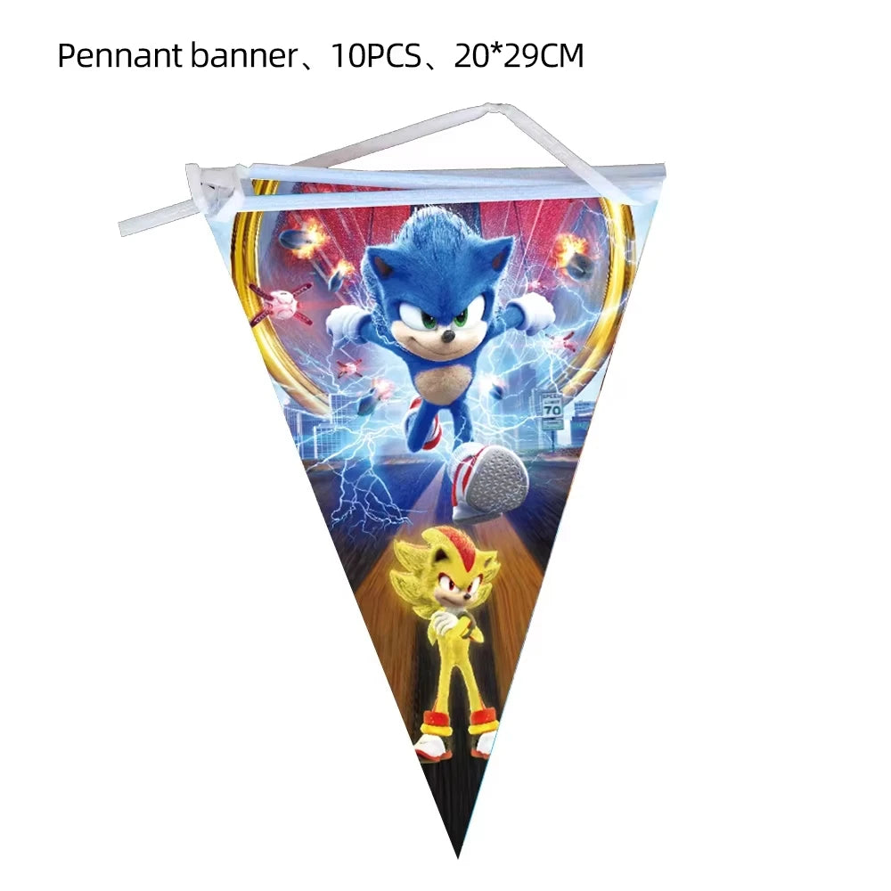 Sonic Birthday Party Supplies Hedgehog Action Figure Disposable Tableware Paper Plates Cup Knife Fork Spoon Baby Bath Toys