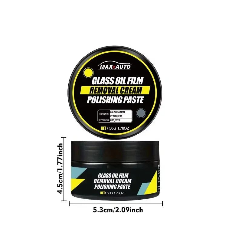 Car Windshield Glass Cleaner Polishing Kit Oil Film Oxidation Remover Paste Long Lasting Hydrophobic Water Repellent Anti Rain