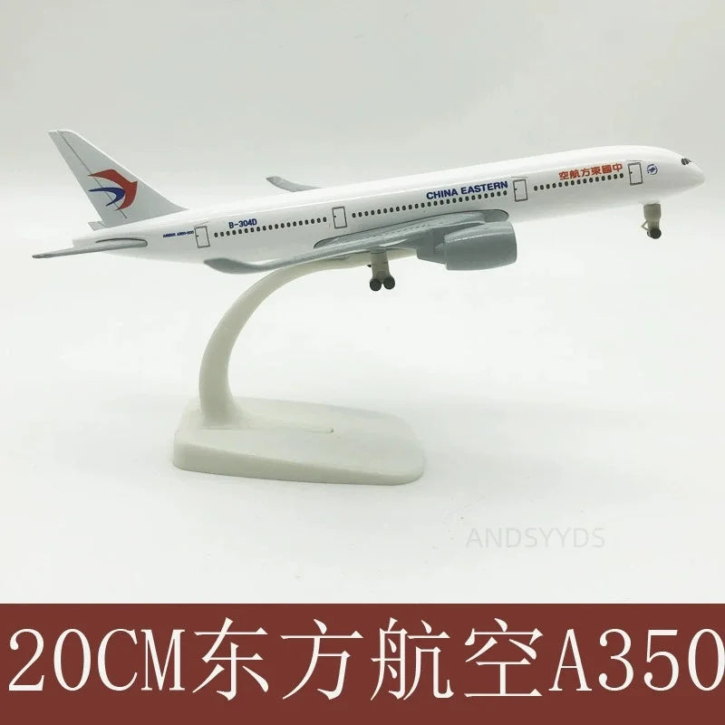 20cm China Eastern A350 Miniature Airplane 1/300 scale Diecast Metal Airplane Model Kit with Stand＆Wheel For Boy Toy Gift