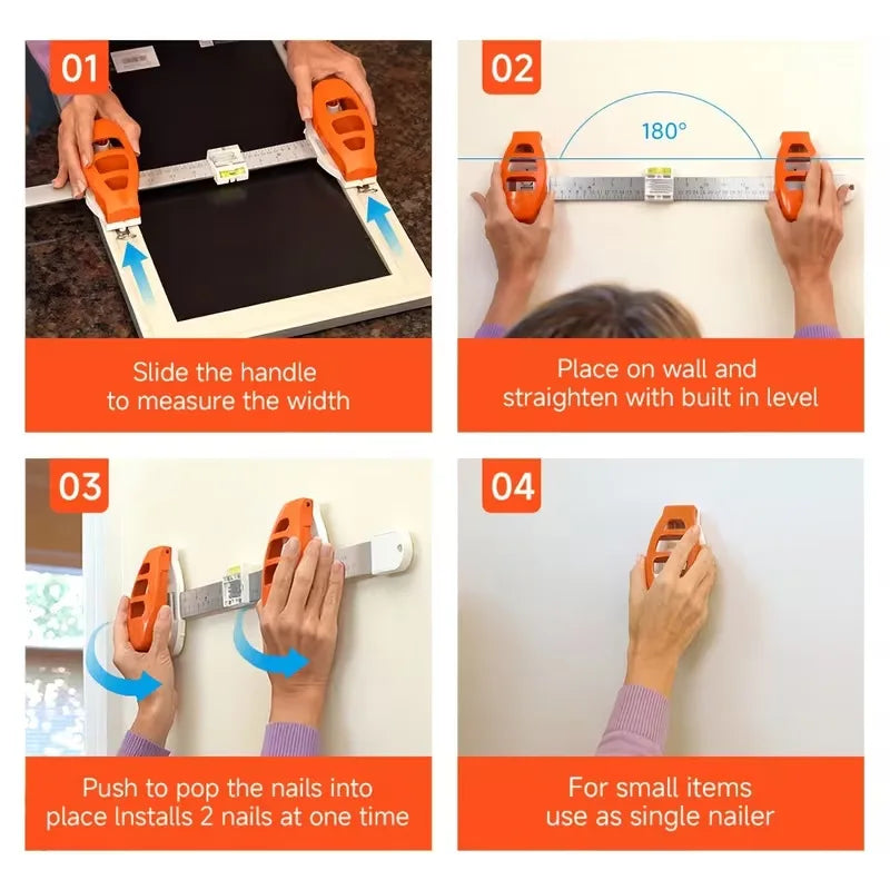 3-in-1 Picture Hanging Level Ruler, HANGING HERO Nail Locator & Angle Gauge, Precise Frame Hanging Tool