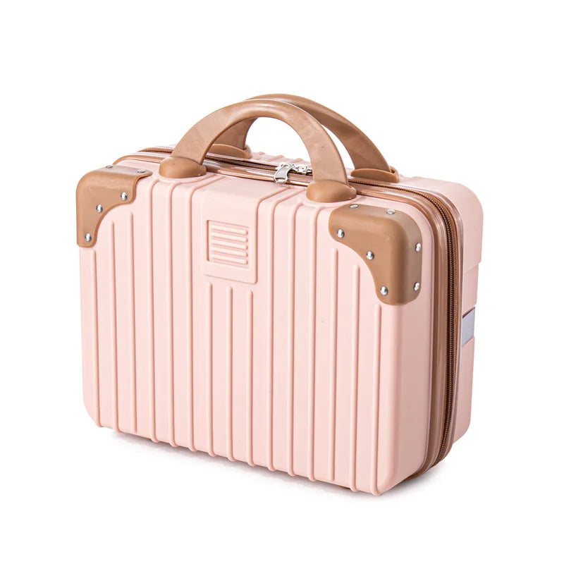 Portable Mini Luggage for Women, Lightweight Cosmetic Bag, Carry-on Travel Case with Lock