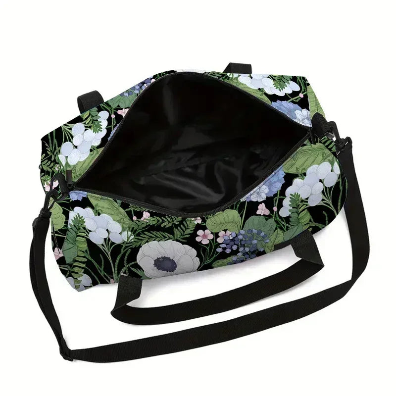 Forest Flowers Large Capacity Luggage Bag for Boy and Girls Best Gifts 2D Flat Cartoon Travel Duffels Hand Bag for Children