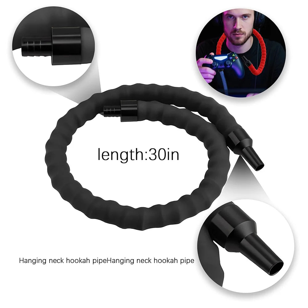 Hookah hose Flexible Neck Strap with Silicone Tube for Comfortable Shisha Hand Free Hookah Hose