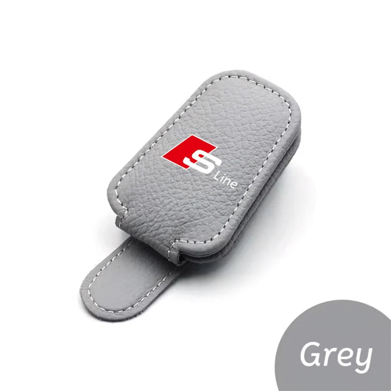 For Audi Sline A4 A3 A6 TT S4 S5 S6 A1 A2 A5 A7 A8 Q1 Q2 Q3 Q4 Q5 Q6 Q7 Q8 B8  Car Sun Visor Glasses Case Holder Sunglasses Clip
