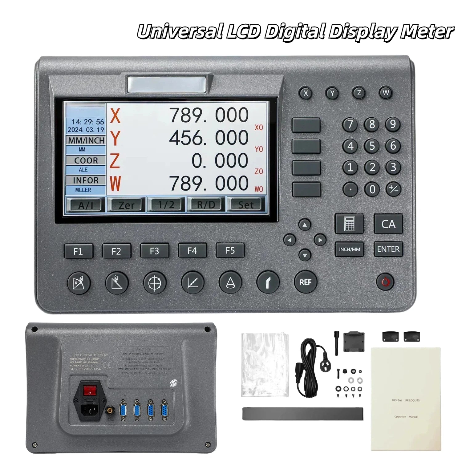 New SDS200 4 Axis Digital Readout AC110V/220V Display LCD DRO SET 3PCS 5um High Precision Optical Ruler Linear Scale Encoder