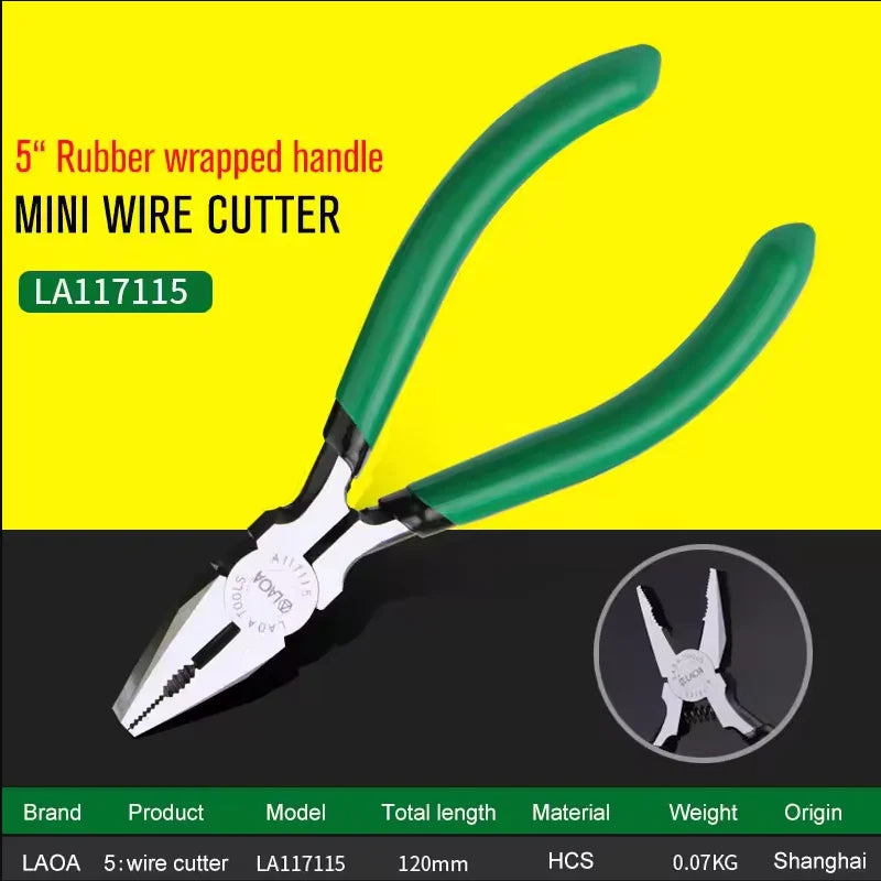 LAOA 5" wire cutters with viscose handle, small needle-nose pliers, small oblique-nose pliers, manual pliers