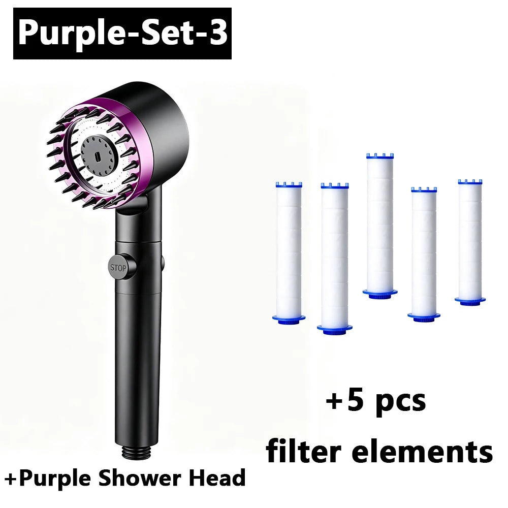 Black & Grey Wall-Mounted High-Pressure Shower Head with  Polished Finish Durable Plastic for Enhanced Water Pressure