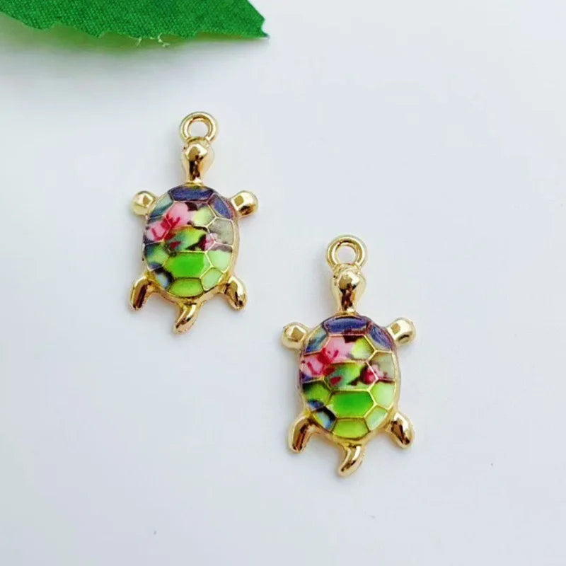 16pcs mixed with 16 cute oil drop printed ocean turtle DIY accessories pendant alloy accessories