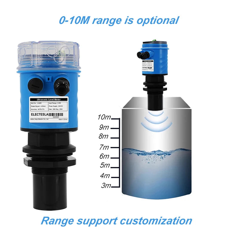 ES-UL800 10M Ultrasonic Level Meter for Tanks Water Level Transmitter 4-20mA RS485 Transmitter DC24V