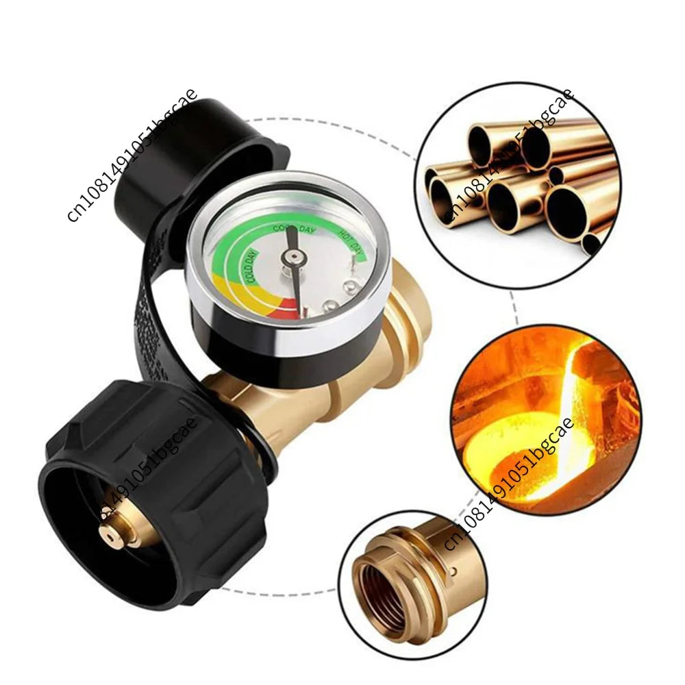 Propane Tank Gauge Level Indicator Gas Pressure Meter Universal Propane Gauge for RV Camper Cylinder BBQ Gas Grill Heater