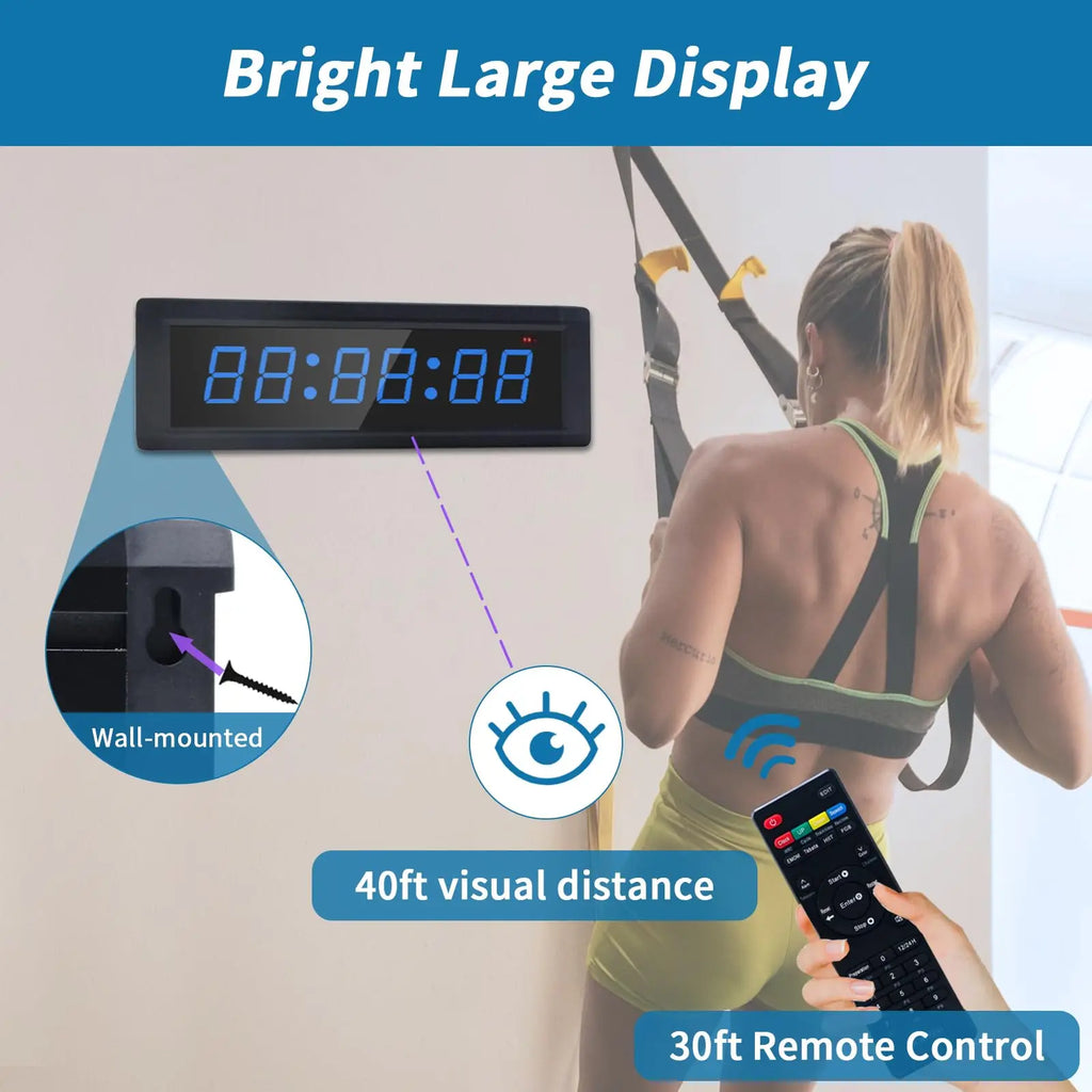 1.5-Inch 6-Digit 7-Color Multi-Function Fitness Timer, Count Up/Count down, Battery Powered, Suitable for Daily Fitness Training