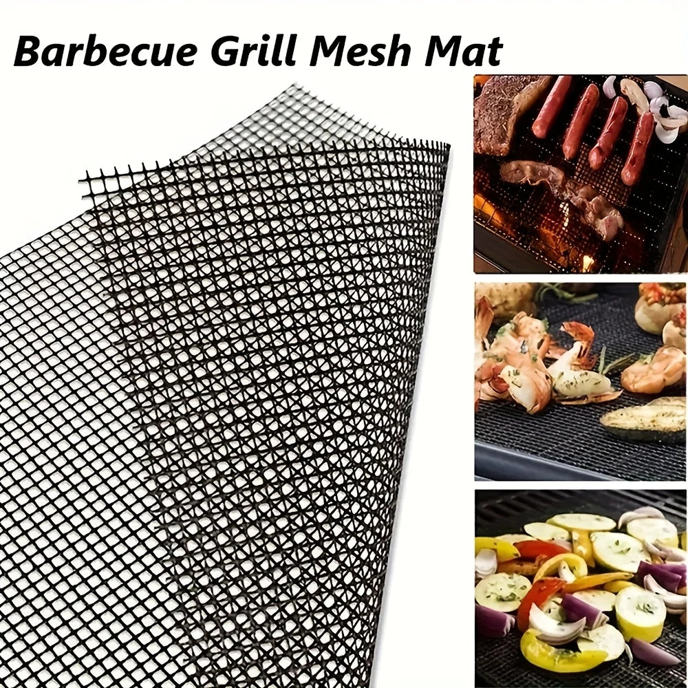 2pcs Teflon Non-Stick Grill Mesh Mats, Reusable BBQ Mats Suitable for Outdoor , Cooking Meat, Fish, Steak, And Vegetables