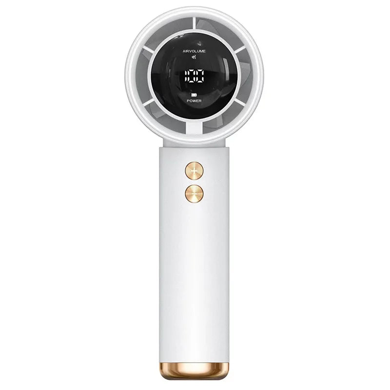 Mini Handheld Turbo Fan 2026 USB Rechargeable Portable Air Cooler LED Display Adjustable Quiet Travel Fan