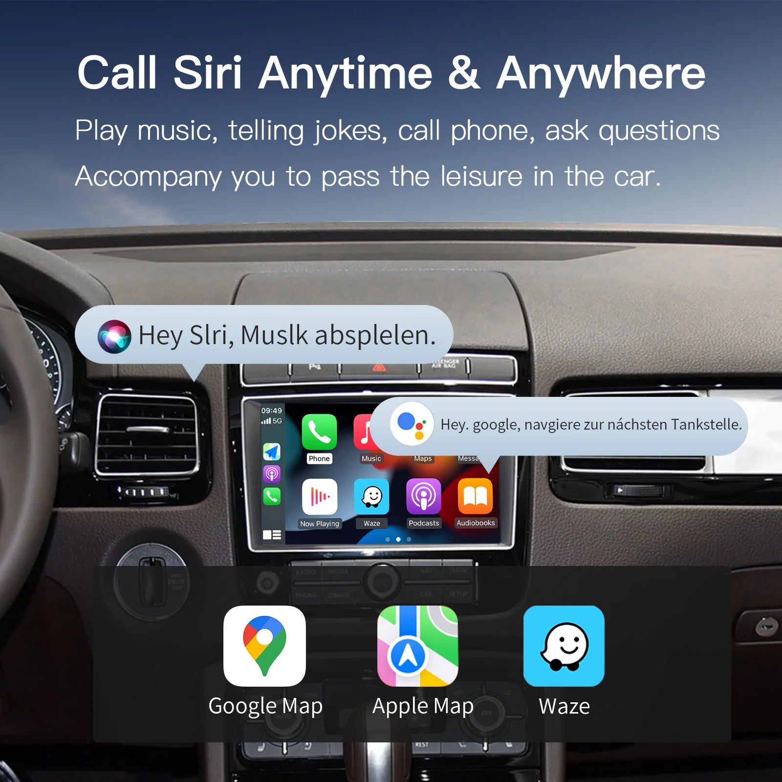CarPlay wireless Android Auto for VW Touareg, 8 “ display, mirror, car playback, AirPlay limitation, RNS850, 2010-2018