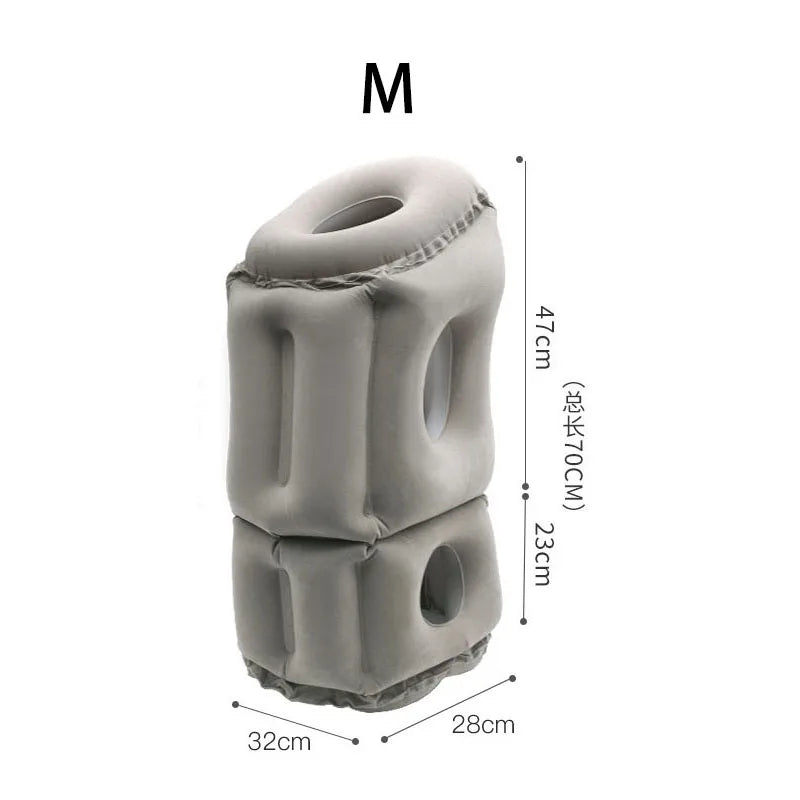 Flocking Sleeping Pillow Inflatable Pillow Waist Cushion Travel Abroad Portable Long Distance Aircraft Lunch Rest Pillow