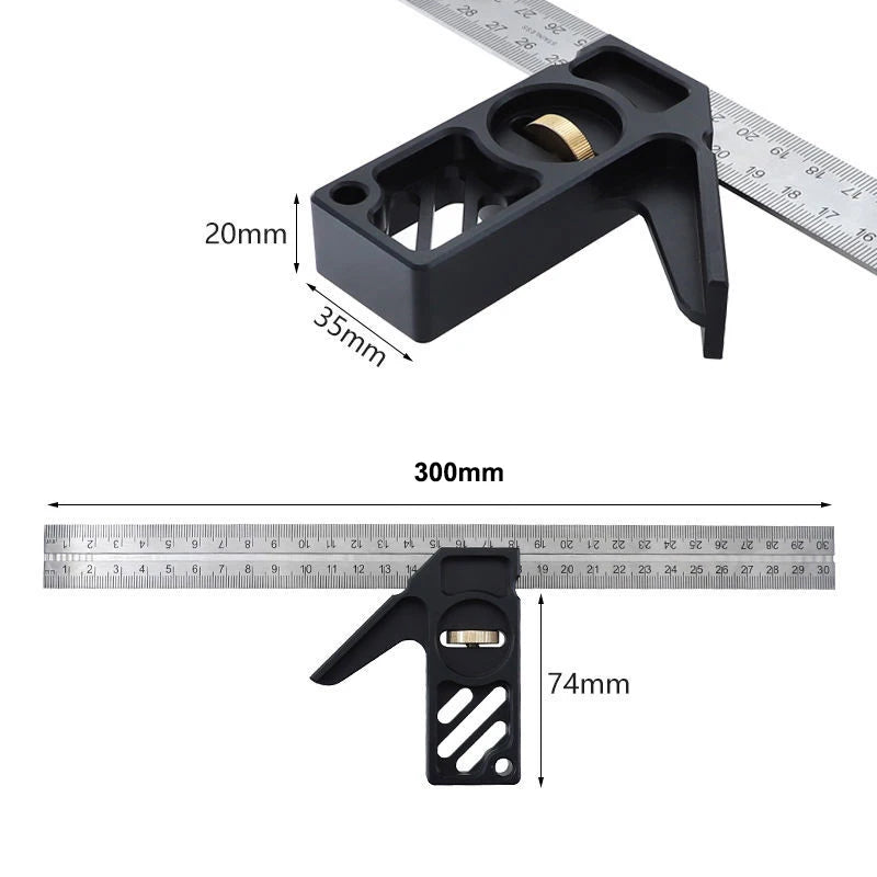 Multifunction Angle Ruler Positioning Limiter Marking Ruler 45/90 Degree Square Right Angle Ruler Line Scriber Measuring Tools