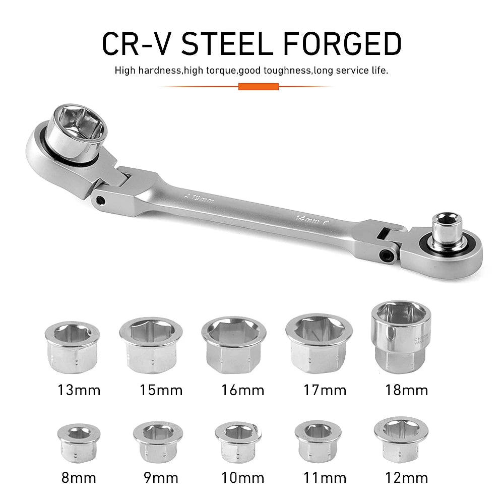 12-in-1 Flex-Head Ratcheting Wrench Set & 24-in-1 Screwdriver Set, Double Box End Wrench 8-19mm,1/4" Drive Adapter,with Tool Box